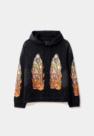 Who Decides War Flames  Glass  Hooded  Sweatshirt Coal