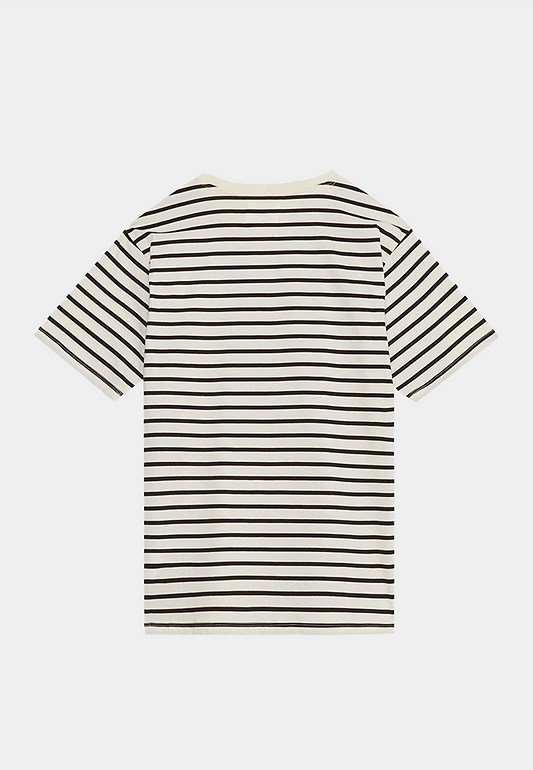 Wood Wood Ace badge T-shirt GOTS Off-white/black stripes
