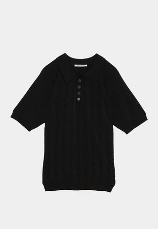 Wood Wood Troy polo knit SS - Black