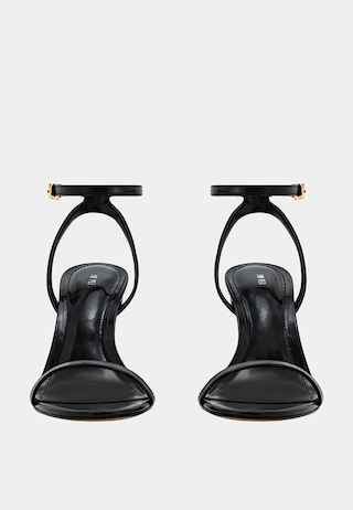 JW Pei Alivia Gold Metal Heel Sandals Black