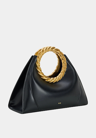 JW Pei Amiya Leaf Handle Sculpture Bag Black
