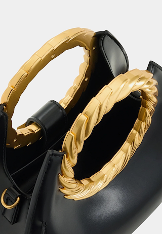 JW Pei Amiya Leaf Handle Sculpture Bag Black