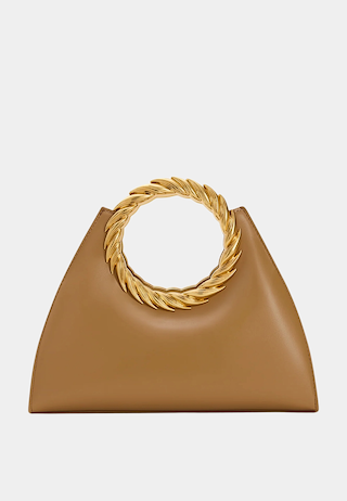 JW Pei Amiya Leaf Handle Sculpture Bag Brown