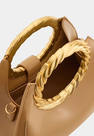 JW Pei Amiya Leaf Handle Sculpture Bag Brown