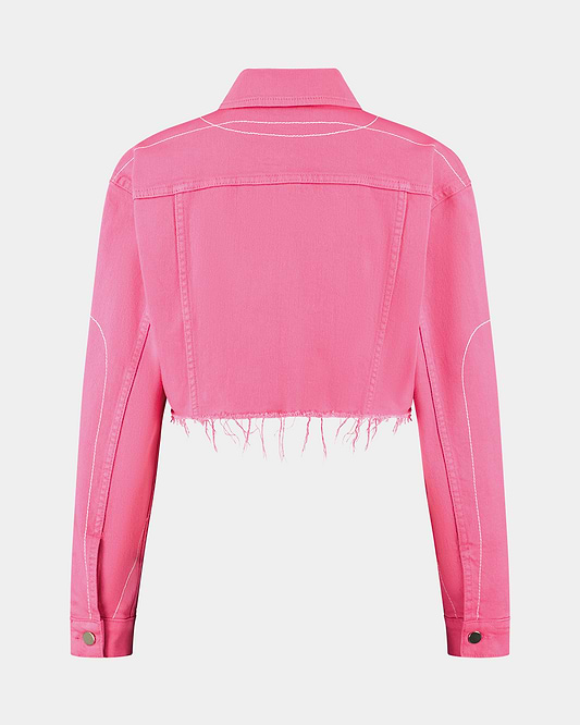 Female Denim Crop Jacket - Pink