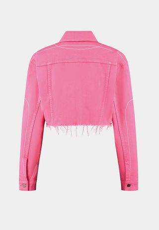 Ashluxe Female Denim Crop Jacket - Pink