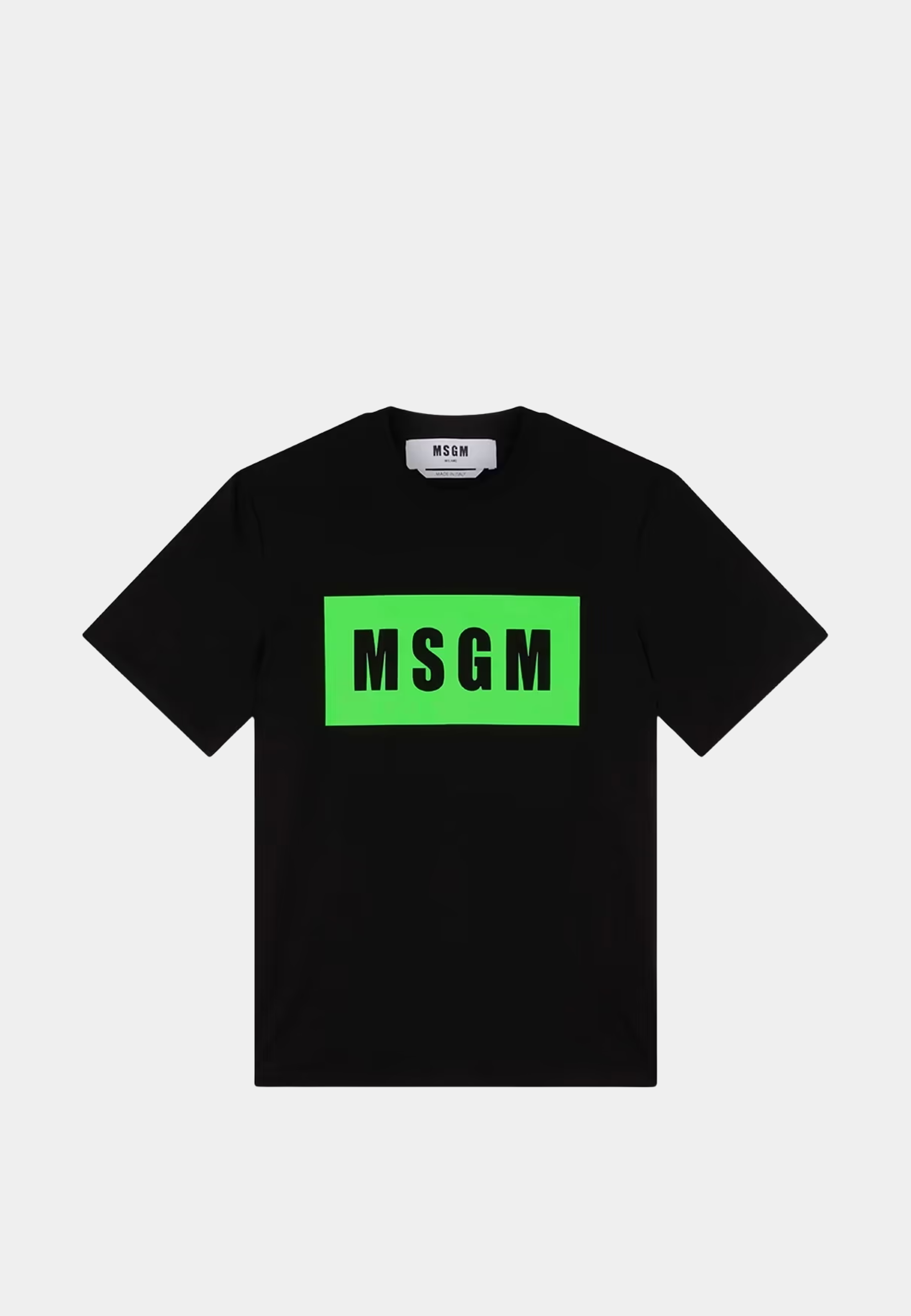 Msgm Cotton T-Shirt With Box Logo Black/ Green
