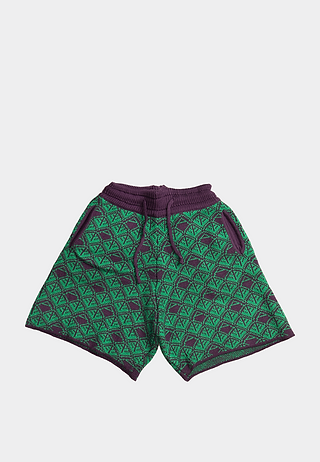 Ashluxe  Monogram Knitted Short Purple Green