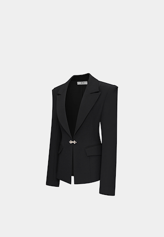 JW Pei Layla Lock Buckle Deep V Blazer Black