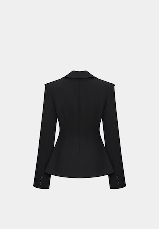 JW Pei Layla Lock Buckle Deep V Blazer Black