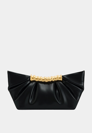 JW Pei Leia Pleated Clutch Black