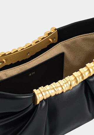 JW Pei Leia Pleated Clutch Black