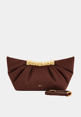 JW Pei Leia Pleated Clutch Brown