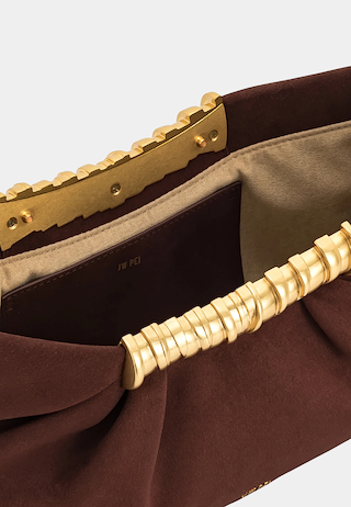 JW Pei Leia Pleated Clutch Brown