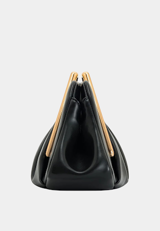 JW Pei Lila Metal Frame Clutch Black