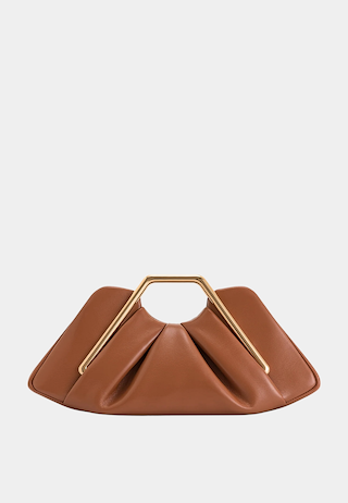 JW Pei Lila Metal Frame Clutch Brown