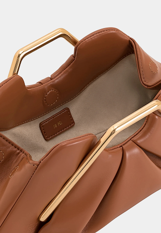 JW Pei Lila Metal Frame Clutch Brown