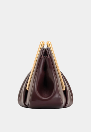 JW Pei Lila Metal Frame Clutch Burgundy