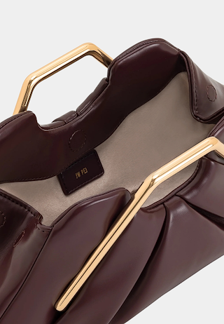 JW Pei Lila Metal Frame Clutch Burgundy