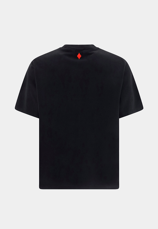 MARCELO BURLON Feathers Necklace Over Tee - Black Red