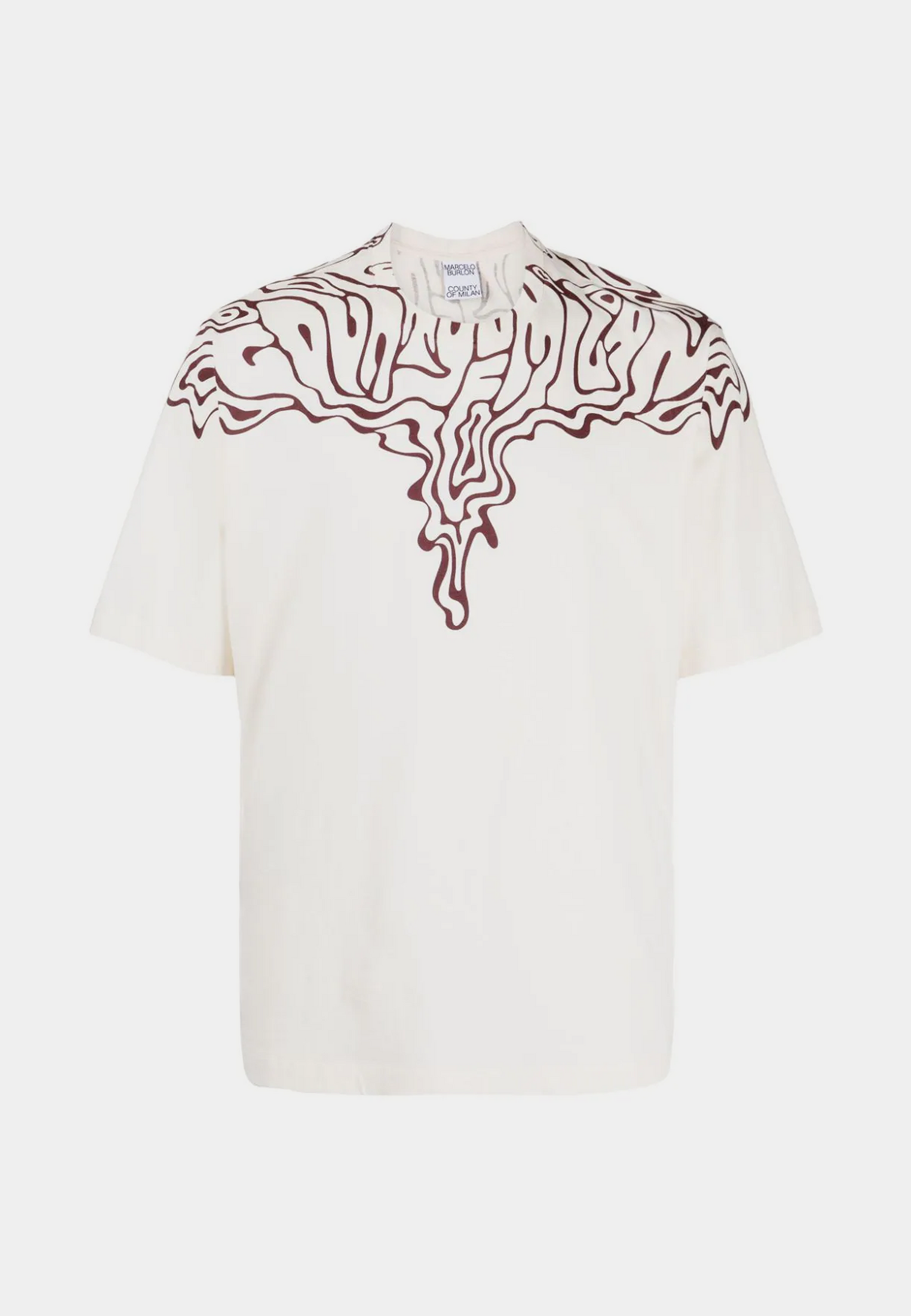 MARCELO BURLON Fluid Wings Over T-Shirt - Ecru Burgundy