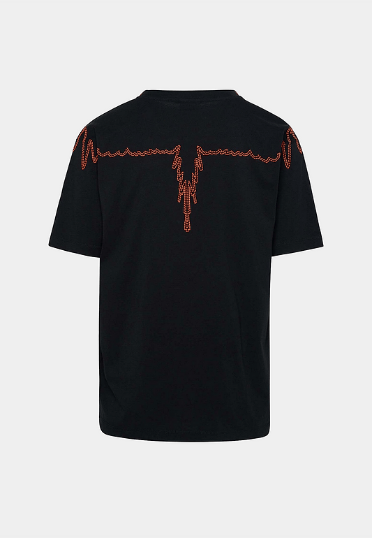 MARCELO BURLON Stitch Wings Regular T-Shirt - Black Orange