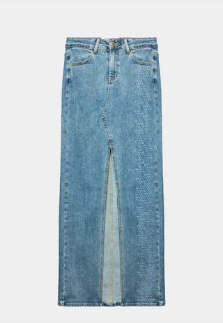 Ashluxe Women's Trucker Denim Skirt Blue