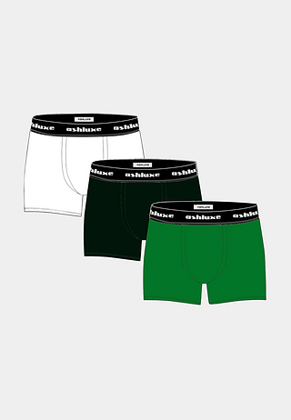 Ashluxe 3 Set Logo Band Trunk - Black/White/Green