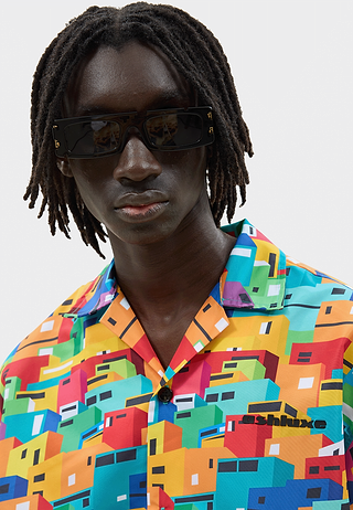 Urban Mosaic Print Swim Shirt Multi-Color