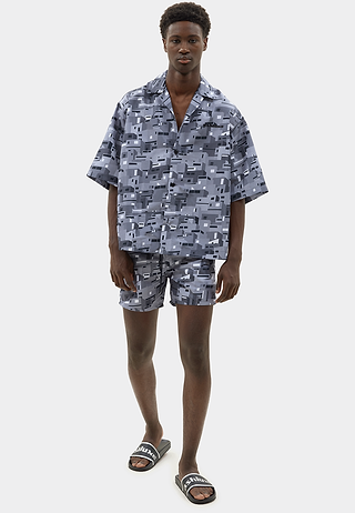 Urban Mosaic Print Swim Shirt