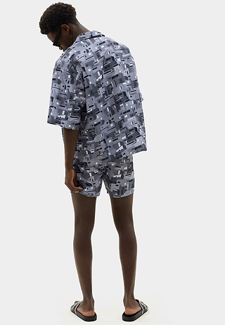 Urban Mosaic Print Swim Shirt