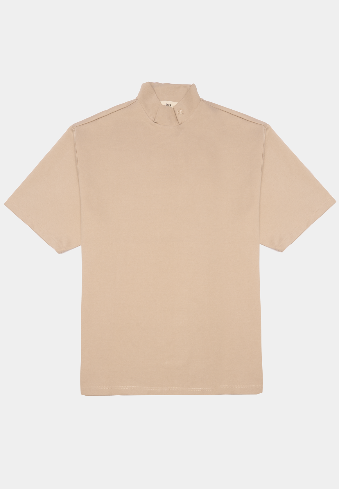 Gmbh T Shirt W Mandarin Collar Interlock Leaw Biege