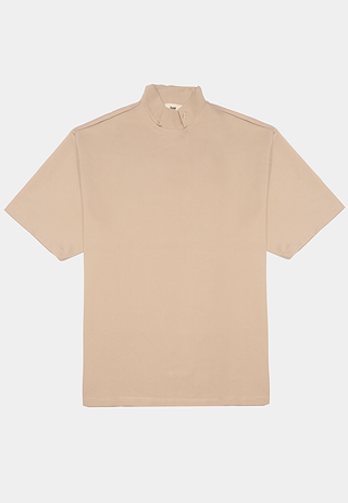 Gmbh T Shirt W Mandarin Collar Interlock Leaw Biege