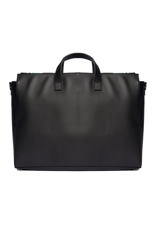 ASHLUXE ZigZag Leather Large Bag - Black/Green