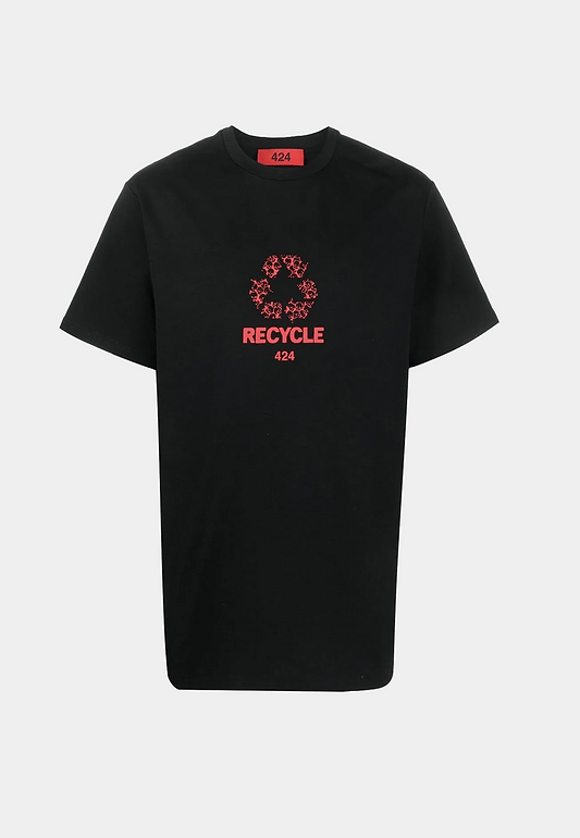 424 99 Printed Crew Neck T-Shirt Regular Fit Black