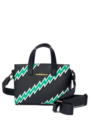 Ashluxe ZigZag Leather Mini Bag - Black/Green