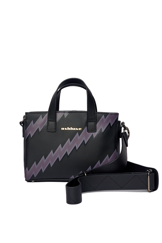 Ashluxe ZigZag Leather Mini Bag - Black/Purple