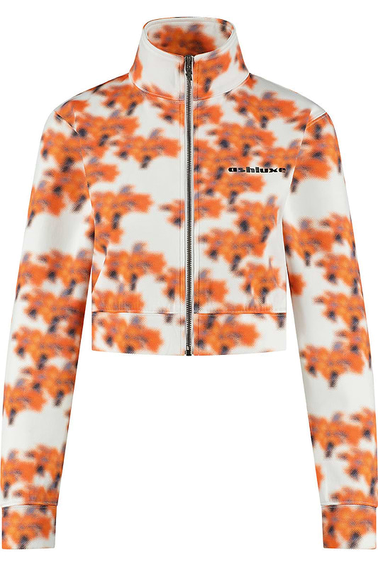 Ashluxe Female Printed Track Jacket Orange Flower Aop