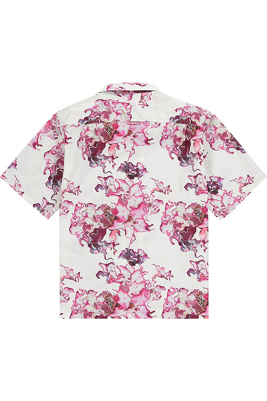 Ashluxe Men's Flower Printed. Bowling Shirt - Pink
