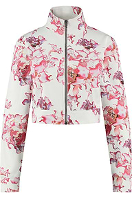 Ashluxe Track Floral Cropped Jacket - Pink