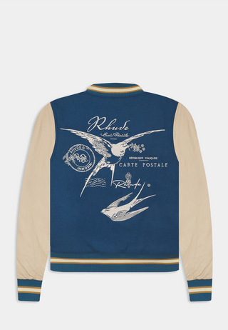 Rhude Sparrow Varsity Jacket Slate Creme