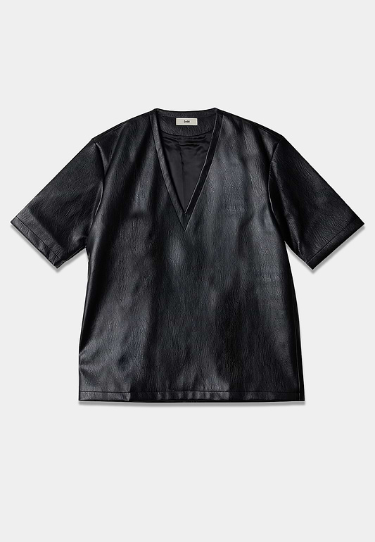 Gmbh V Neck Short Sleeve Top Aaw2 Pleather Black
