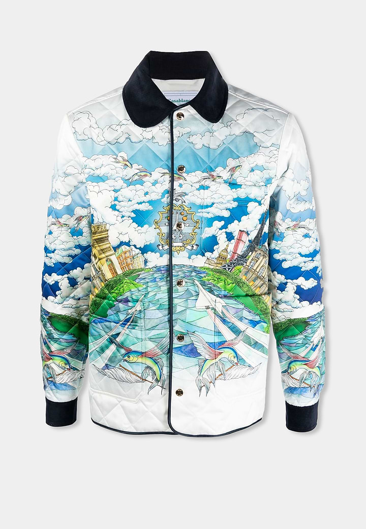 Casablanca Printed and Quilted Hunting Jacket Multi blue