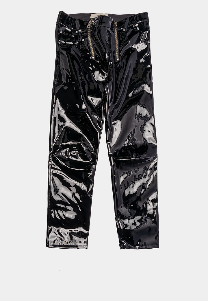 Gmbh Cargo Trouser With Double Zips Aw22V Patent Leather  Black