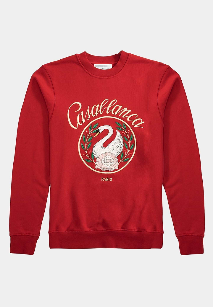 Casablanca Emblem De Cygne Embroidered Sweatshirt Red