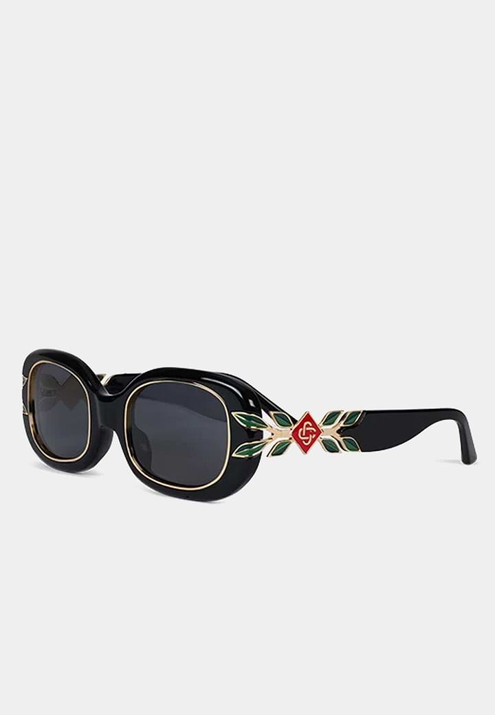 Casablanca Acetate & Metal Sunglasses Black/ Gold/ Laurel/Grey