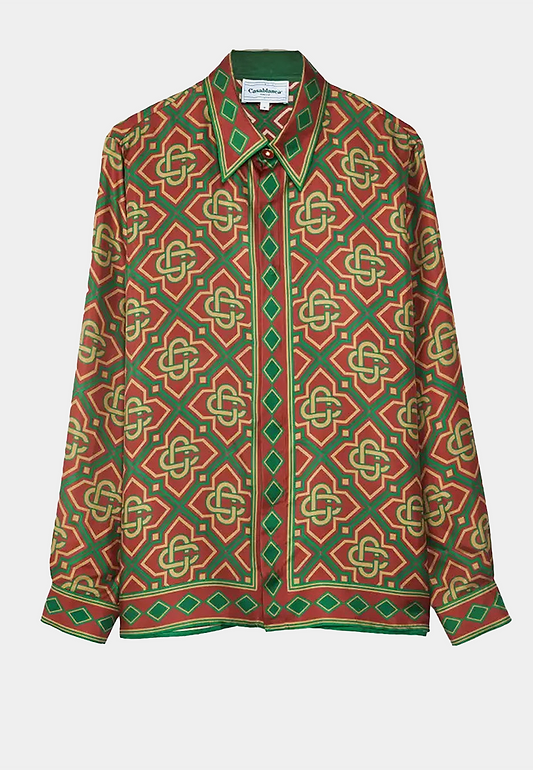 Casablanca Burgundy  Printed Silk Twill Shirt 001027A