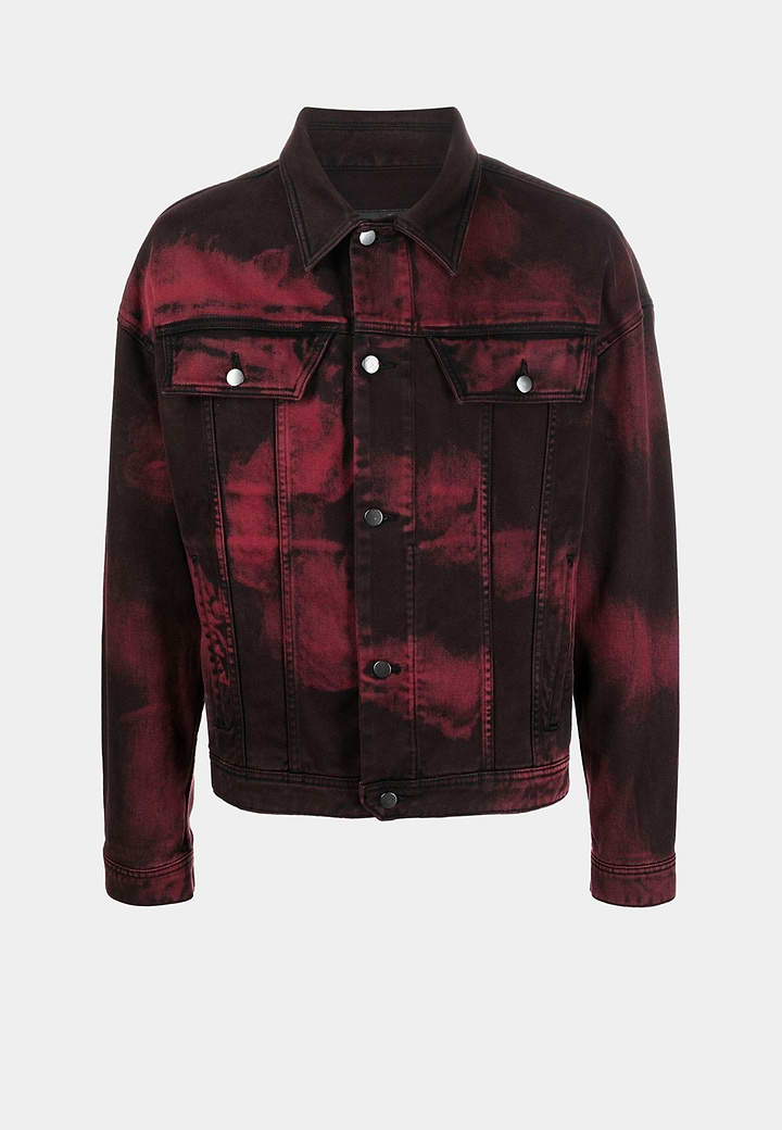A Cold Wall Erosion Trucker Burnt Jean Jacket  Red