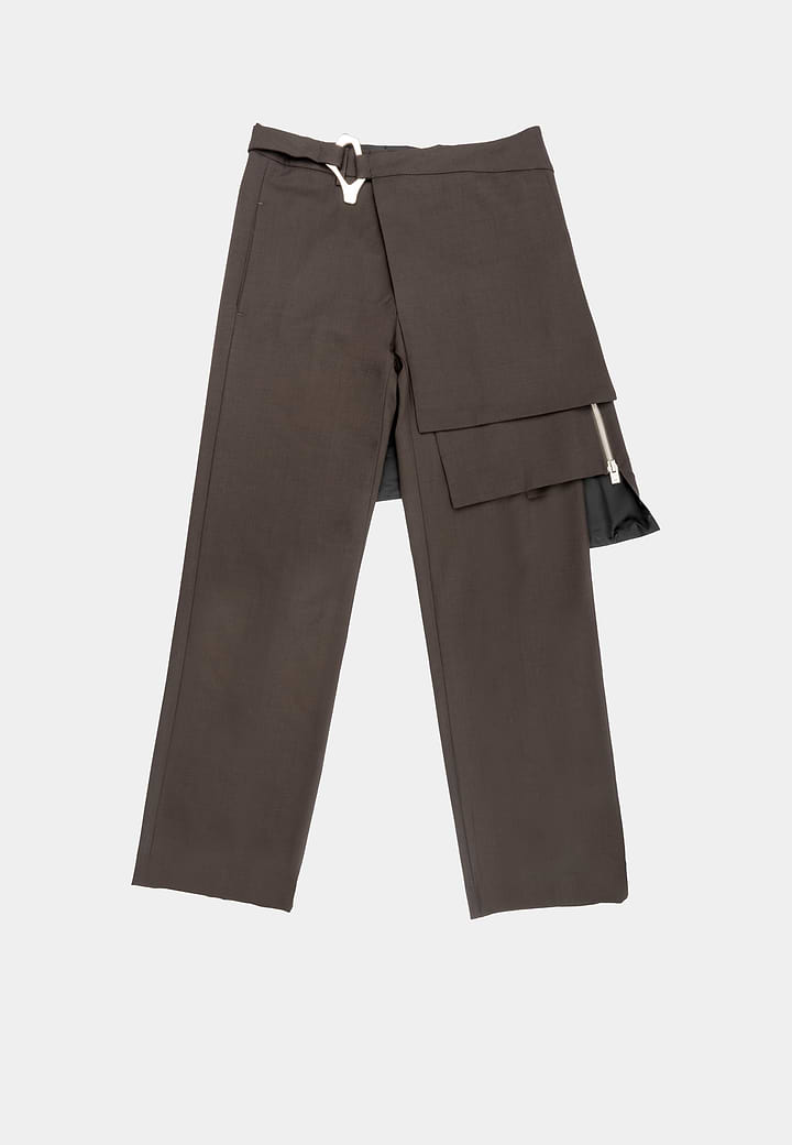 Heliot Emil Chummed Tailored Trouser Dark Chocolate Brown