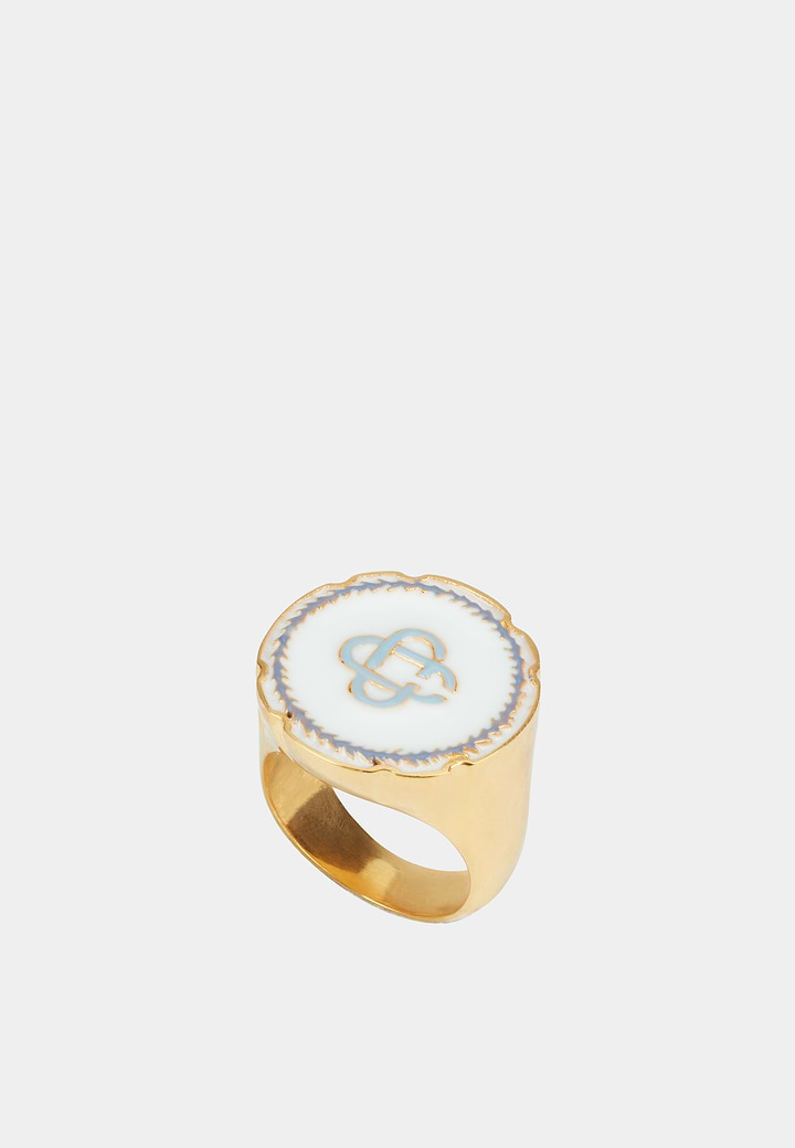 Casablanca Gold Ring With Dish En Navy Blue